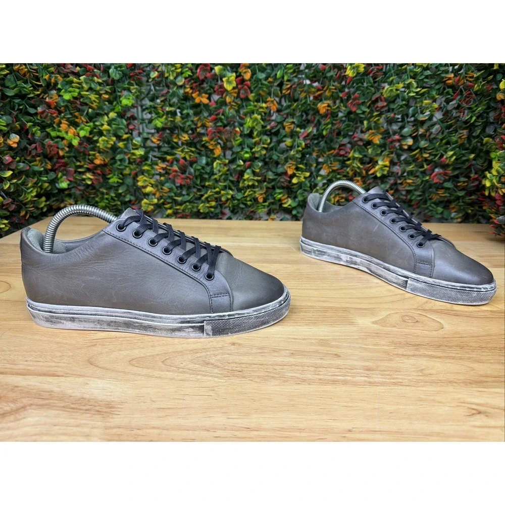 Thursday Everyday Leather Casual Sneakers Shoes Designed Distressed Gray Men's 7
